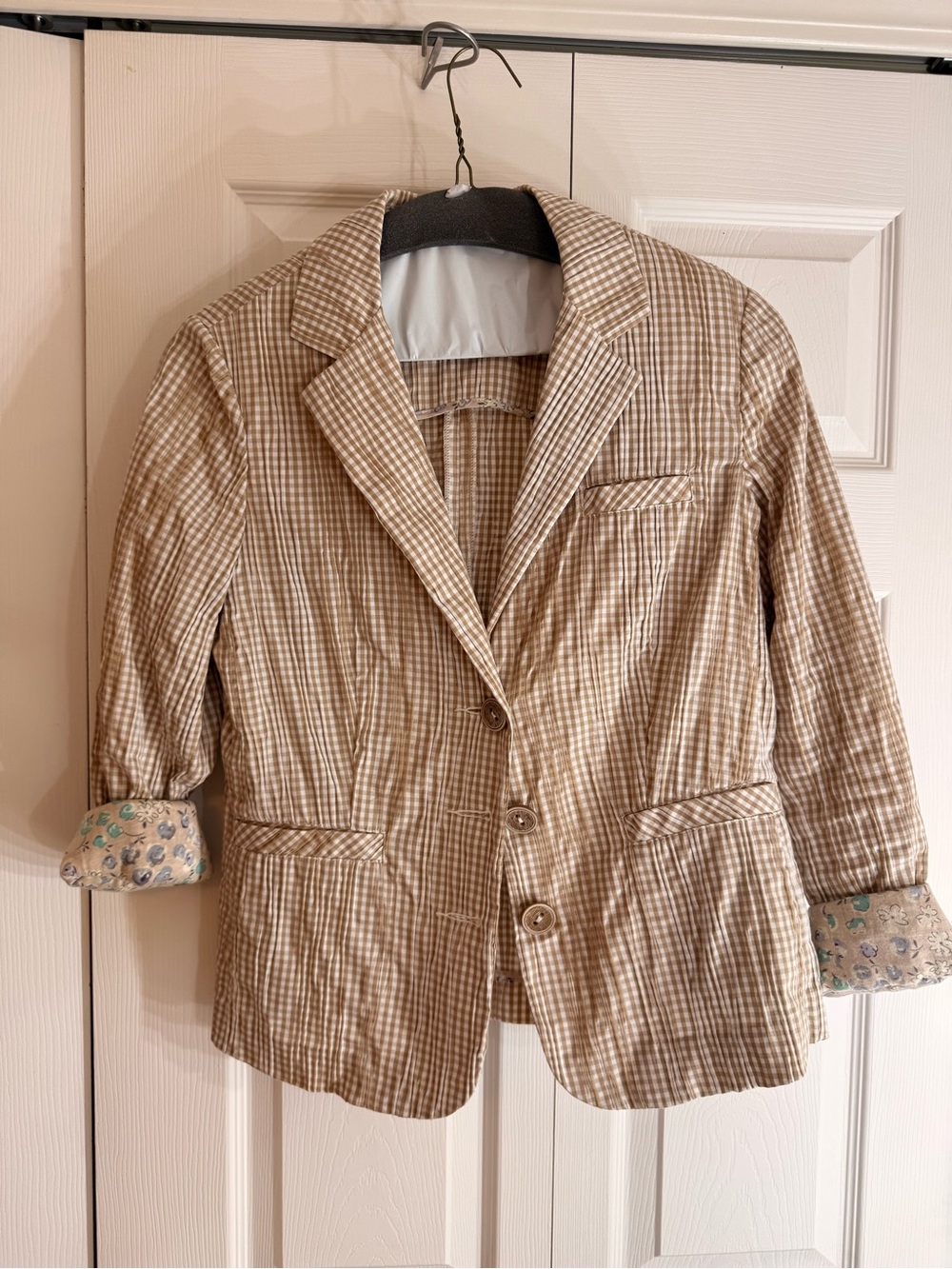 CAbi Tan Gingham Sport Coat